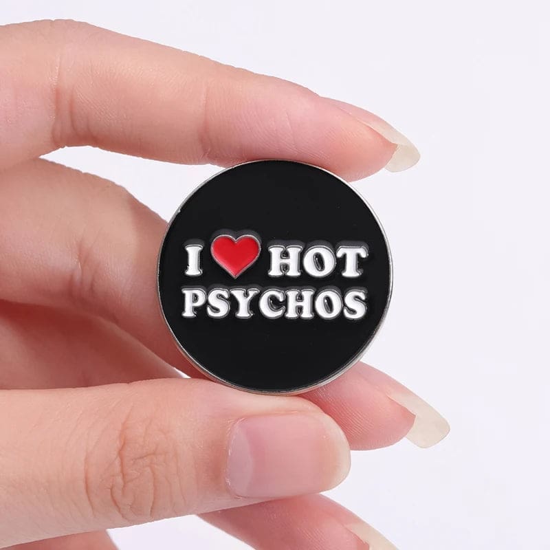 Red Hot 'I Love Hot Psychos' Enamel Pin - Image 2