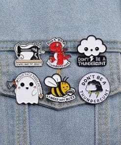 Alternative view of Awareness 'Sewing Away My Anxiety' Enamel pin