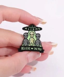 Alternative view of Believe in You 'Aliens' Enamel Pin