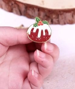 Alternative view of Christmas Fruit Pudding Enamel Pin