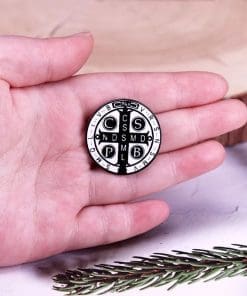 Alternative view of Catholic Medal 'Saint Benedict' Enamel Pin