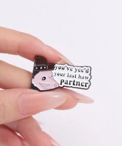 Alternative view of Cowboy Hat Rat 'You've Yee'd Your Last Haw Partner' Enamel Pin
