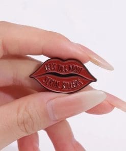Alternative view of Red Lips 'Let's Talk About Serial Killers' Enamel Pin