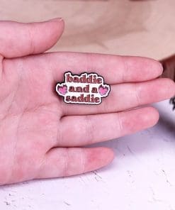 Alternative view of Flaming Heart 'Baddie And A Saddie' Enamel Pin