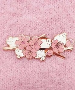 Pink Flower 'Bunny and Sakura' Enamel Pin