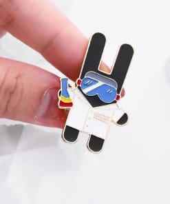 Alternative view of Black Rabbit 'Lab Chemist' Enamel Pin