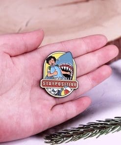 Alternative view of Shark Boy 'Stay Positive' Enamel Pin