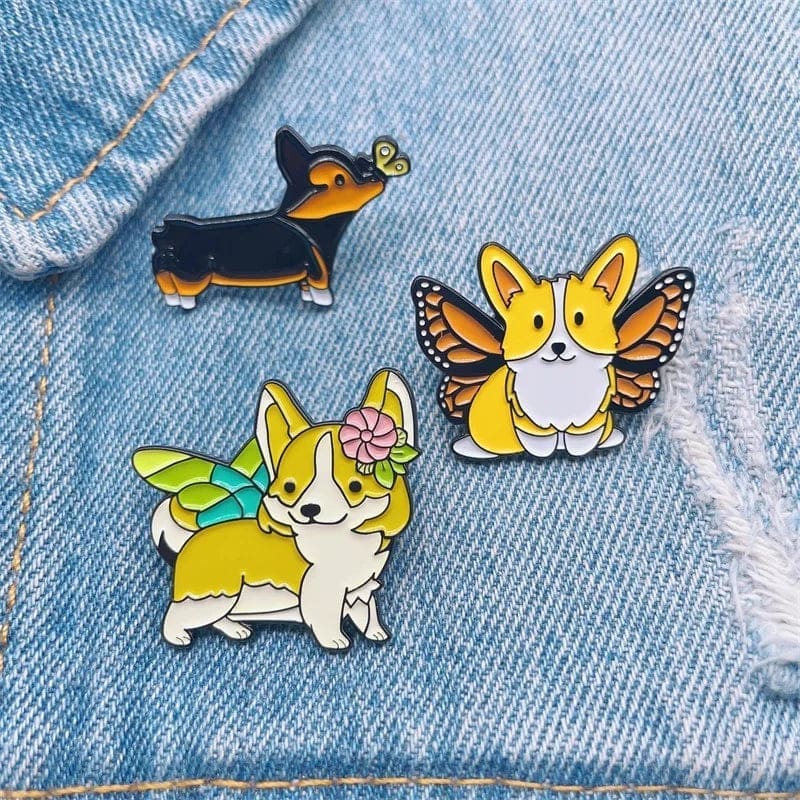 Little Dogs 'Set of 3 Butterfly Lover' Enamel Pin - Image 2