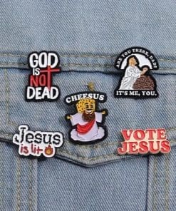 Alternative view of Holy Jesus 'Jesus Is Lit Enamel Pin