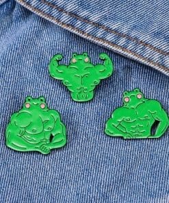 Alternative view of Frog 'Muscle Man Flex' Enamel Pin