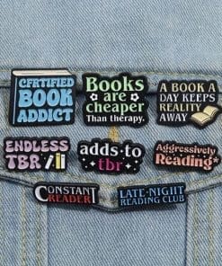 Alternative view of Book Lover 'Aggressively Reading' Enamel Pin