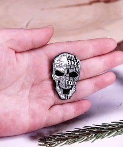 Alternative view of Happy Skull 'Save A Biker Open Your Fucking Eyes And Get Off The Damn Phone' Enamel Pin