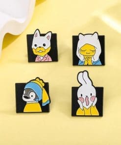 Alternative view of Portrait 'Set of 4 Lovely Animals' Enamel Pin