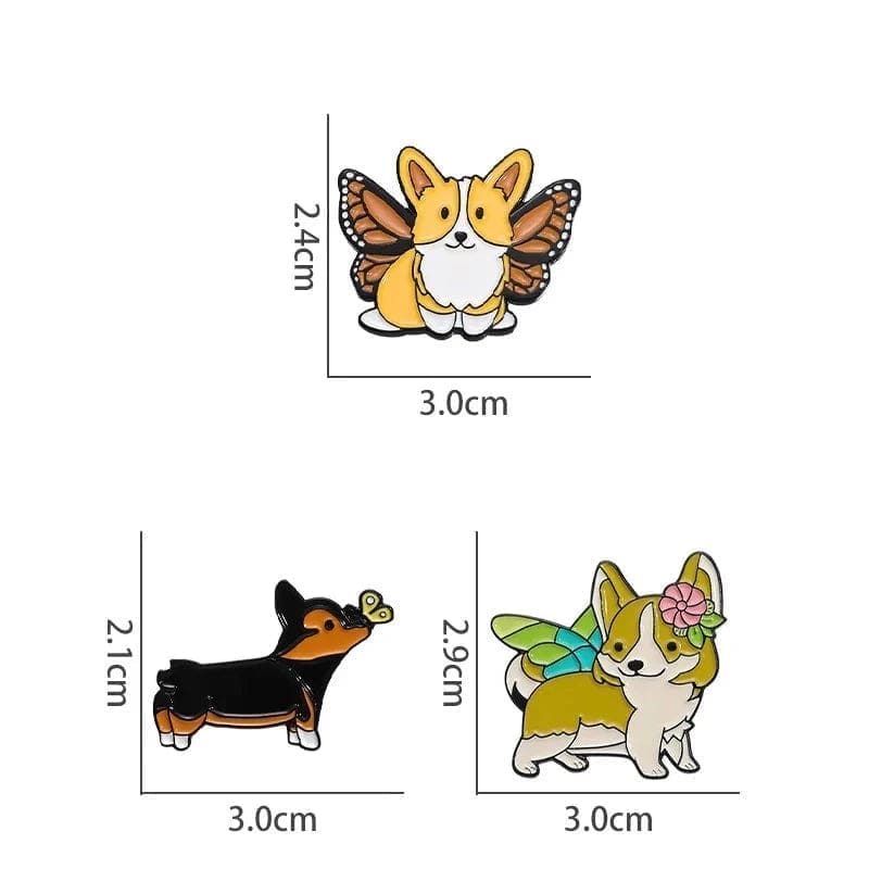 Little Dogs 'Set of 3 Butterfly Lover' Enamel Pin - Image 3