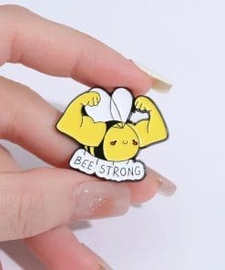 Alternative view of Buff Animal 'Bee Strong' Enamel Pin