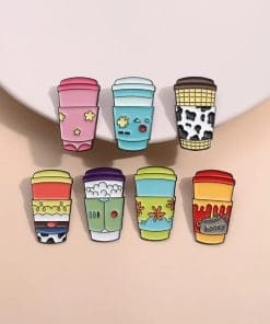 Alternative view of Coffee Cup 'Pink Star Light' Enamel Pin