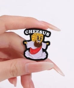 Alternative view of Jesus 'Holy Cheesus' Enamel Pin