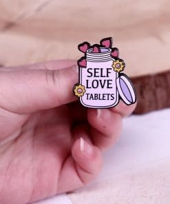 Alternative view of Positive Affirmation 'Self Love Tablets' Enamel Pin