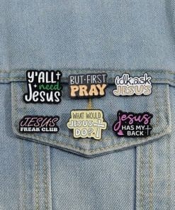 Alternative view of But First Pray Enamel Pin