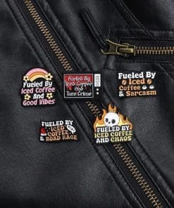 Fueled By Iced Coffee & Sarcasm Enamel Pin - Image 5