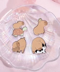 Alternative view of Capybara 'Mother and Daughter' Enamel Pin