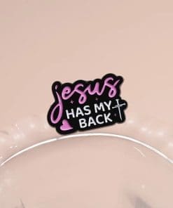 Alternative view of Jesus Has My Back Enamel Pin