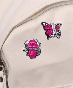 Alternative view of Punk Pink 'Butterfly Chest' Enamel Pin