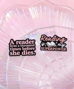 Alternative view of Reading is My Superpower Enamel Pin