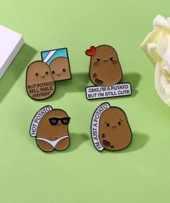 Alternative view of Mirroring 'But Potato Will Smile Anyway' Enamel Pin