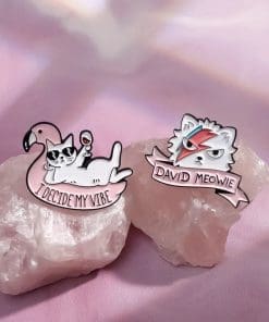 Alternative view of Swan Floater 'White Cat | I Decide My Vibe' Enamel Pin