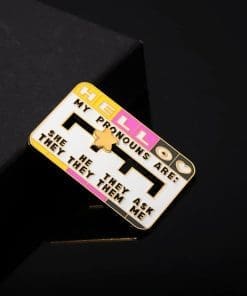 Alternative view of Pronoun Slider 'Hello | Ask Me' Enamel Pin