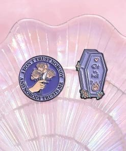 Alternative view of Coffin 'Rot In Hell' Enamel Pin