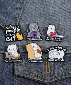 Alternative view of Chainsaw Cat 'Please Keep Your Distance' Enamel Pin