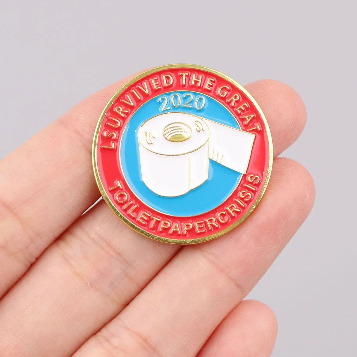 2020 Tissue 'I Survived The Great Toilet Paper Crisis' Enamel Pin - Image 2