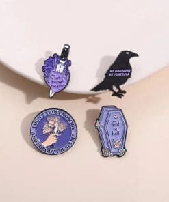 Alternative view of Eerie Dark Crow 'No Mourners, No Funerals' Enamel Pin