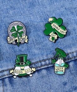 Alternative view of Clover Leaf 'Luck Spray' Enamel Pin
