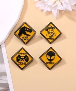 Alternative view of Yellow Sign 'Alien | Area 51' Enamel Pin