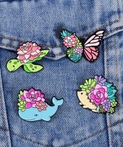 Alternative view of Succulent Turtle Enamel Pin