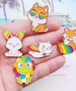 Alternative view of Sweet Rainbow Animal 'Set of 5 Pride Colors' Enamel Pin