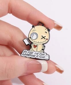 Alternative view of Voodoo Doll 'I'm Fine Everything is Fine' Enamel Pin