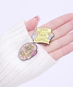 Alternative view of Self Love 'You Are Worthy' Enamel Pin