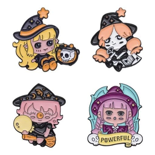 Magical Girl ‘Set of 4 Witch’ Enamel Pin – Distinct Pins