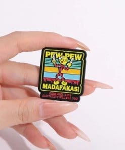 Alternative view of Pew Pew Madafakas 'Electricity Will Kill You' Enamel Pin