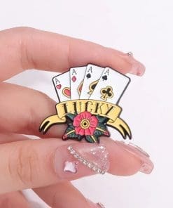 Alternative view of Aces 'Lucky Playing Cards' Enamel Pin