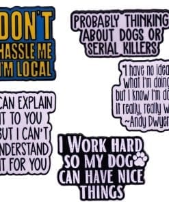 Alternative view of Probably Thinking About Dogs or Serial Killers Enamel Pin