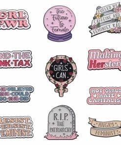 Alternative view of Fueled By Caffeine and Feminist Rage Enamel Pin