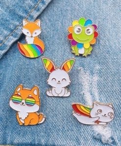 Sweet Rainbow Animal 'Set of 5 Pride Colors' Enamel Pin - Image 3