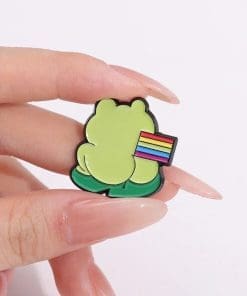Alternative view of Frog 'Hiding My Pride' Enamel Pin