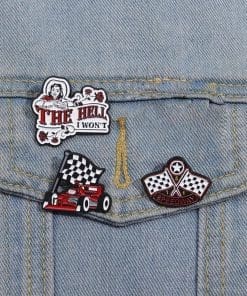 Alternative view of Racing Flag 'Speedway' Enamel Pin
