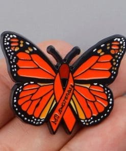 Alternative view of Orange Butterfly 'Multiple Sclerosis Awareness' Enamel Pin